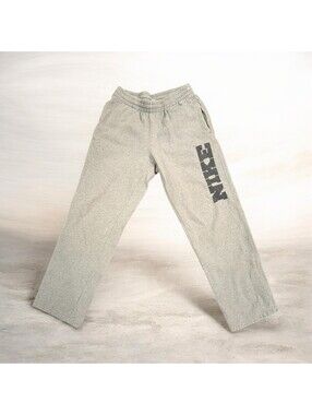 Nike Gray Fleece Sweatpants - Block Letter Logo - Straight Leg - Size Small
